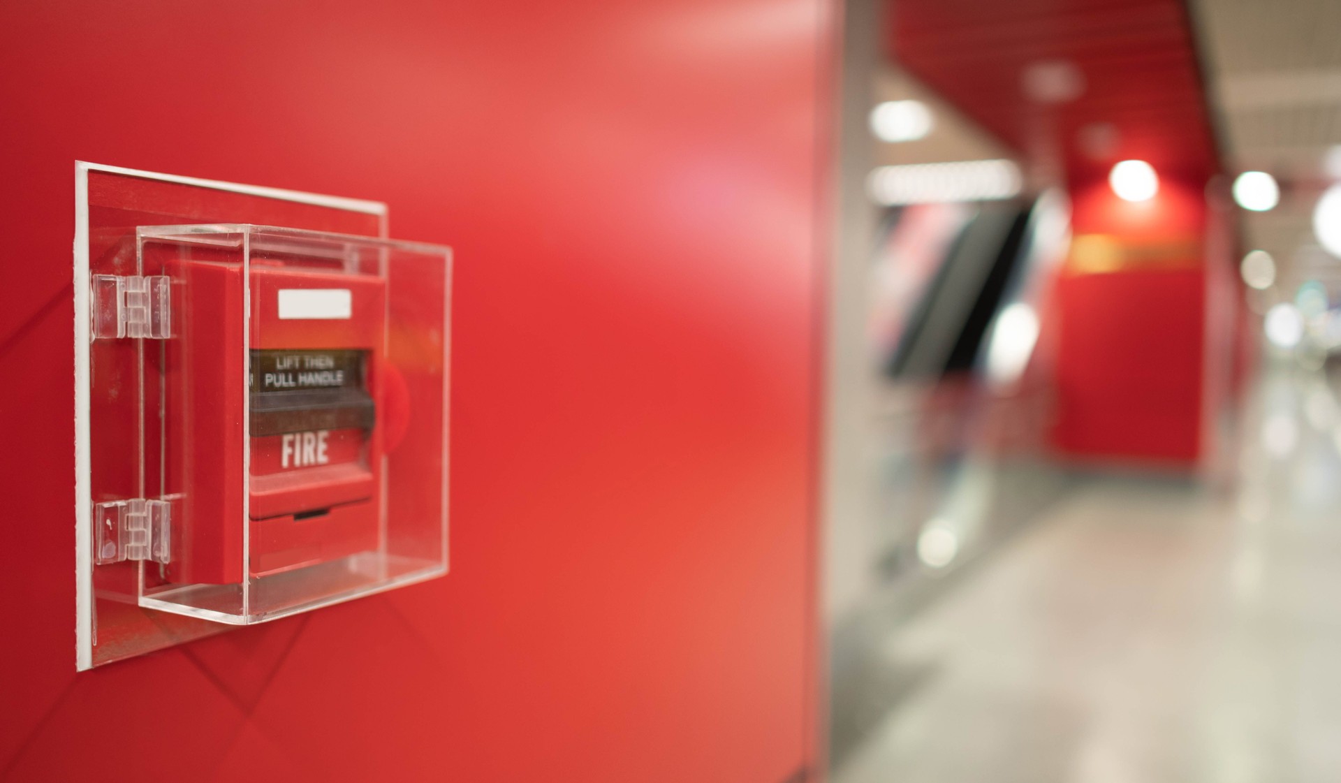 Fire alarm on the wall in subway in Bangkok,  At the Bangkok subway fire warning equipment for emergency.